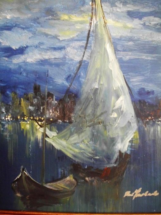 linda pintura em óleo sob tela-marinha- assinada: Rui Machado