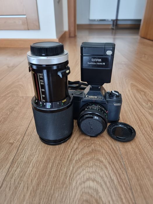 Canon T50 + Lente 50mm + Lente C/FD (20m) + Flash Sunpark