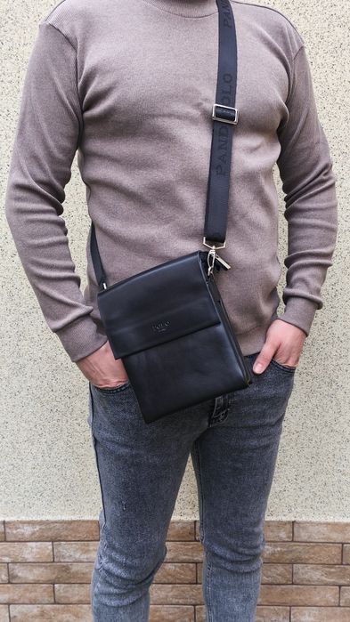 Чоловіча шкіряна сумка планшетка Polo, мужская барсетка, 24*19 см