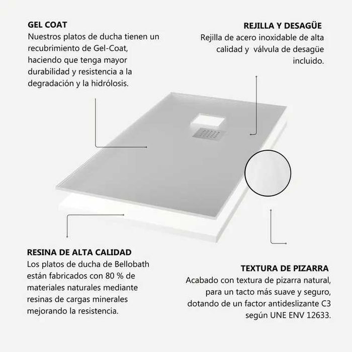 Vendo NOVO Base de Duche de resina antiderrapante 70 x 140 cm