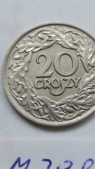 Xw M798, stara moneta Polska 20 groszy 1923 bardzo ładna