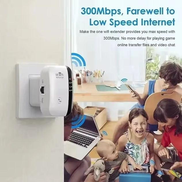 Бездротовий репітер підсилювач сигналу Wi-Fi WPS 300 Мбіт/с 2.4G White
