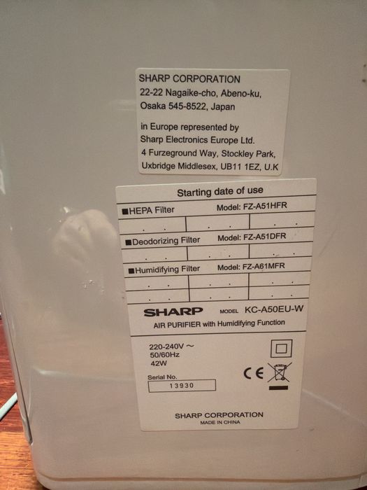 Oczyszczacz powietrza Sharp Sharp KC-A50EU-W