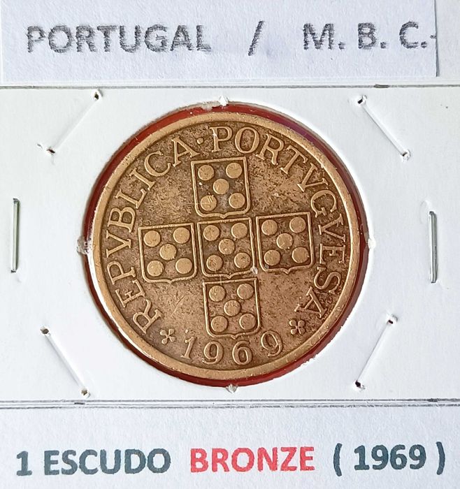 Moedas de 1 escudo da 3ª República Portuguesa (Bronze)