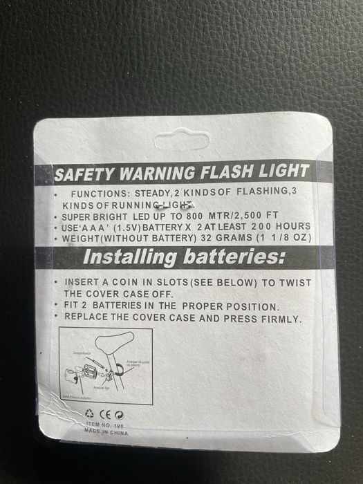 Велофонарик задний стоп габарит на велосипед красный катафот отражател