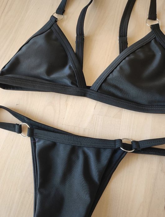 Strój kąpielowy bikini brazylijskie czarny dwuczęściowy nowy XS