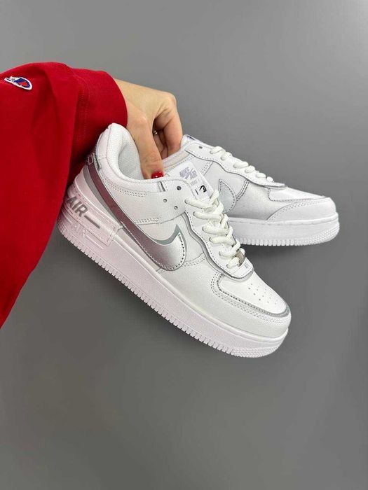 Кросівки Nike Air Force 1 Shadow White Silver premium