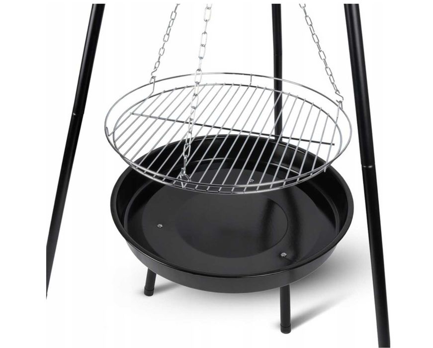 GRILL WISZĄCY Ognisko Palenisko Trójnóg Ruszt Ogniskowy Regulowany 2w1