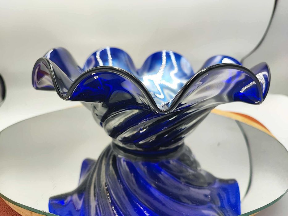 Patera kobaltowa,opalizująca Murano,vintage lat 70