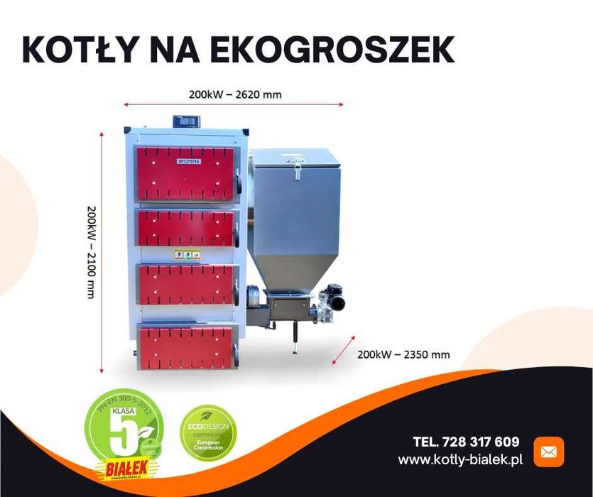 Kocioł Piec z podajnikiem na groszek 200kW PRODUCENT