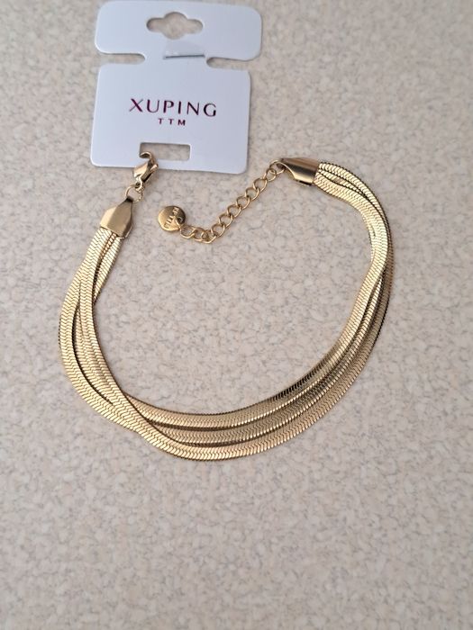 Piękna pozłacana bransoletka żmijka z sercem