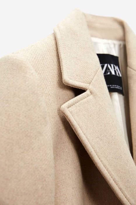 Zara Płaszcz z wełną piaskowy M