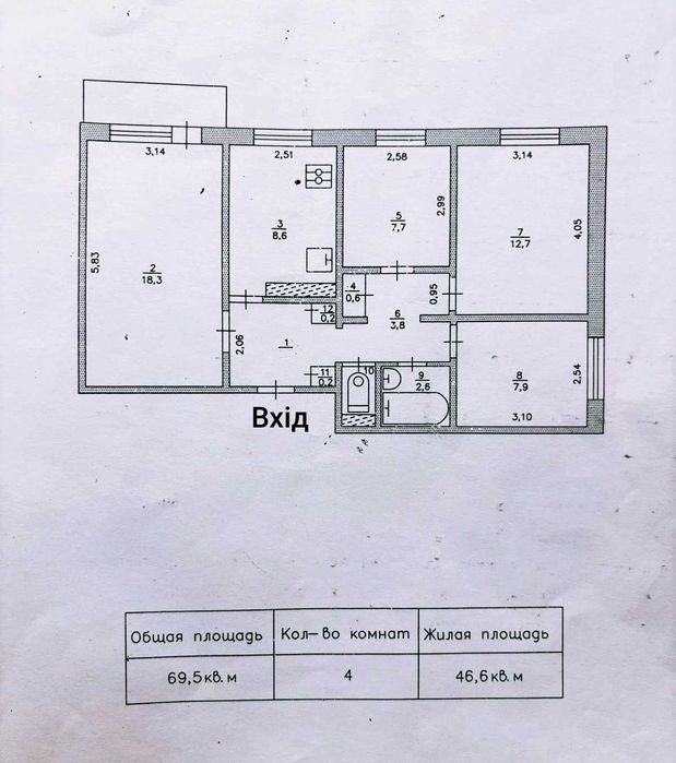 Продам 4-х кімнатну в Дніпровському кварталі