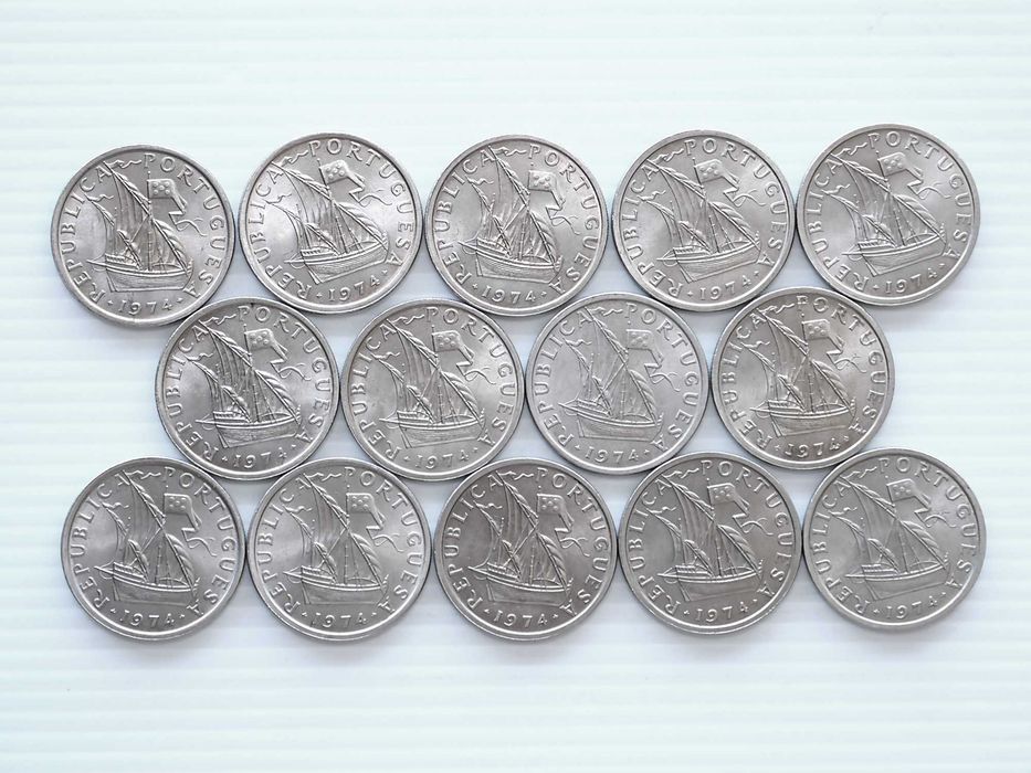 Lote de 14 Moedas 5 Escudos 1974