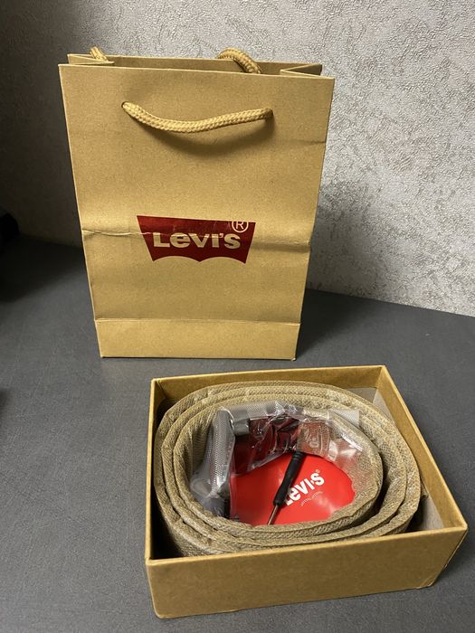 Чоловічий двосторонній шкіряний ремінь Levi’s / Двосторонній пасок Левіс