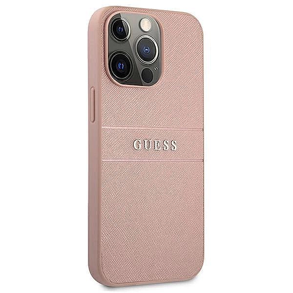 Etui Guess Saffiano Stripe na iPhone 13 Pro Max - różowe