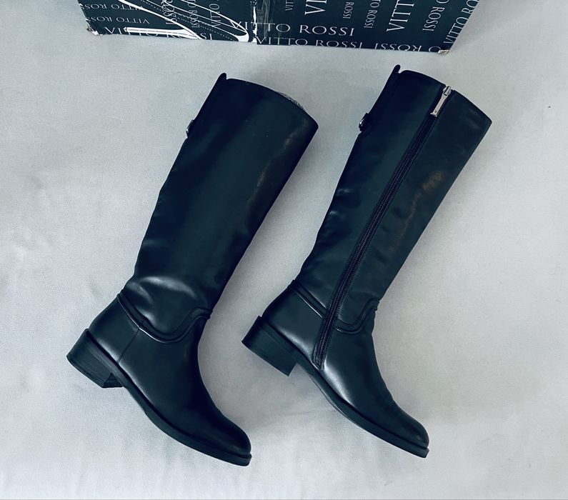 Сапоги кожа чоботи зима теплые vitto rossi basconi