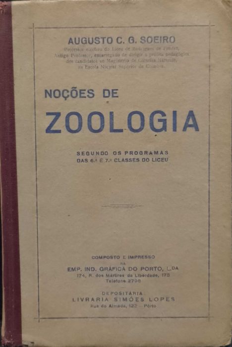 Noções de Zoologia - Augusto C. G. Soeiro (1933)