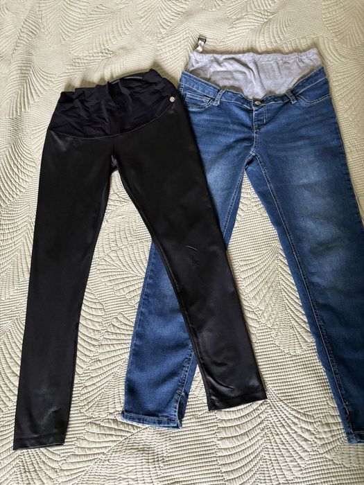 Ciazowe Spodnie i legginsy skora ekoskorka polyskujace M