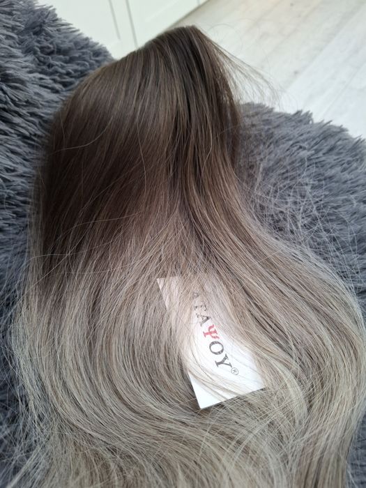 Peruka ombre brąz chłodny blond długa jakość premium wig