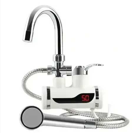 Электрический проточный водонагреватель кран смеситель с душем