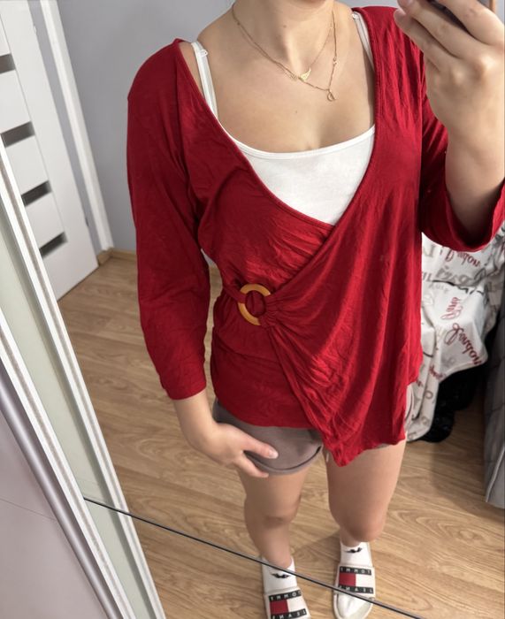 Burgundowa bluzka  XL wiskoza
