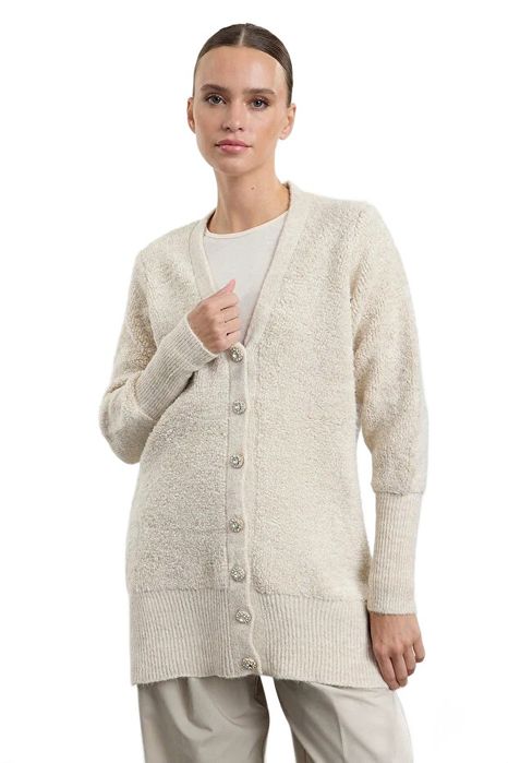 Trendyol długi sweter damski z guzikami beżowy plus size s 5ea