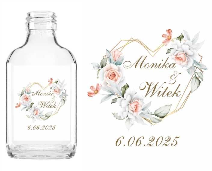 Butelki setki 20 sztuk WESELE ŚLUB podziękowanie na alkohol