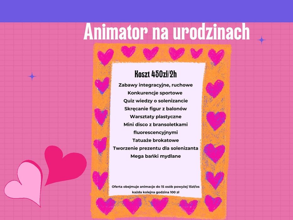 Animator, chrzciny, wesela / Urodziny 450zł