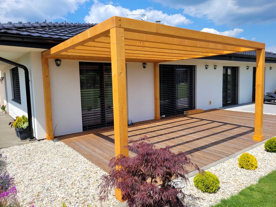 Tarasy drewniane i kompozytowe, pergole, zadaszenia, wiaty drewniane