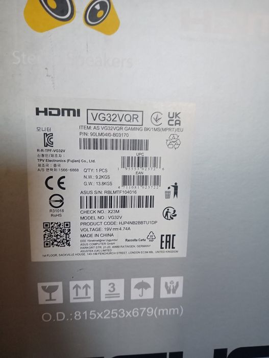 Ecrã ASUS TUF Gaming VG32VQ 165hz