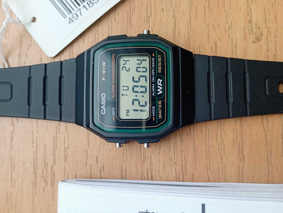 Kultowe Casio F-91W 3DG| Zielony+Etui | Stan Idealny