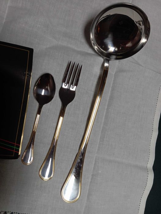 faqueiro ouro e aço inoxidável novo