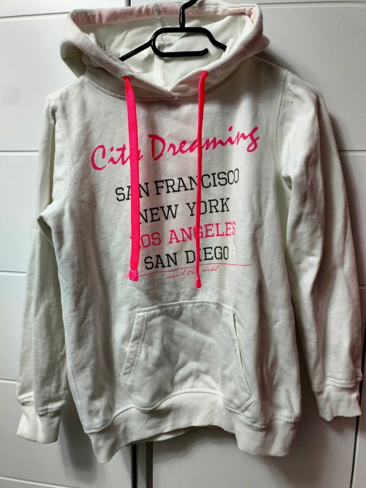 Bluza biała z różowymi napisami S/M