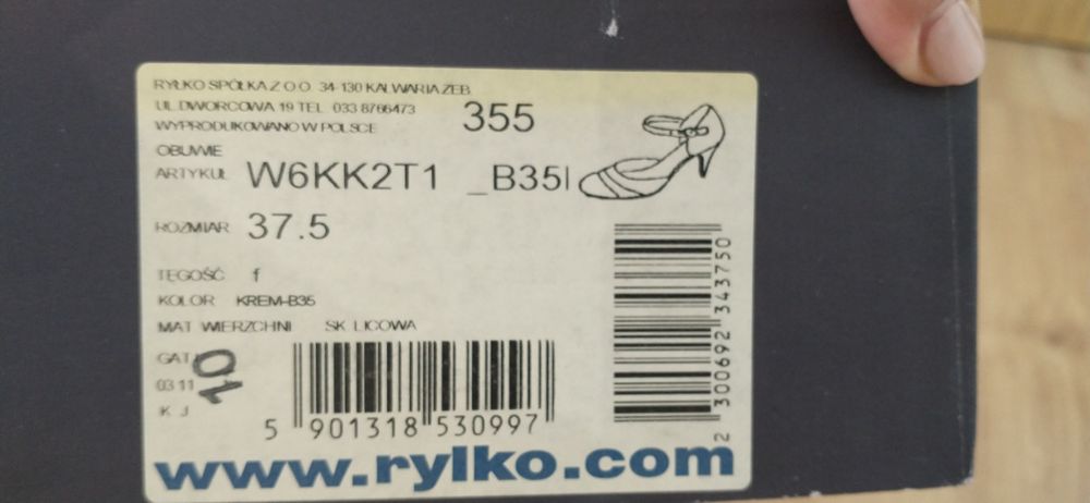 Buty ślubne Ryłko r.37.5 krem skóra licowa.