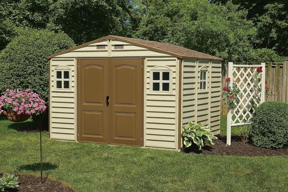 NOVO - abrigo de jardim NOVO - Cobertura de vinilo com laterais V2 de 3,05 x 2,44 m, cor bege 8m2