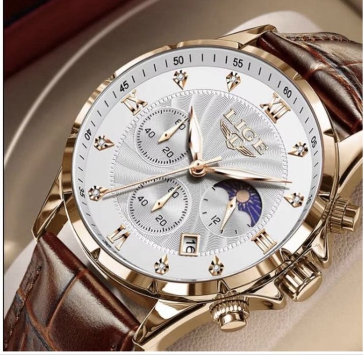 Наручний годинник Lige Luxury Rose Mhite