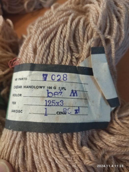 Stara Włóczka Anilana beż PRL 6 motków