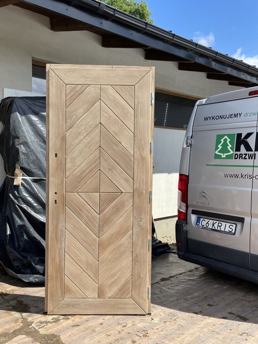 Drzwi zewnętrzne drewniane 100% lite Dębowe 98x230 Nietypowe