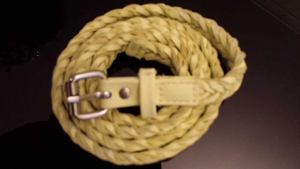 Pleciony pistacjowy zielony  pasek by skóra rozmiar uniwersalny