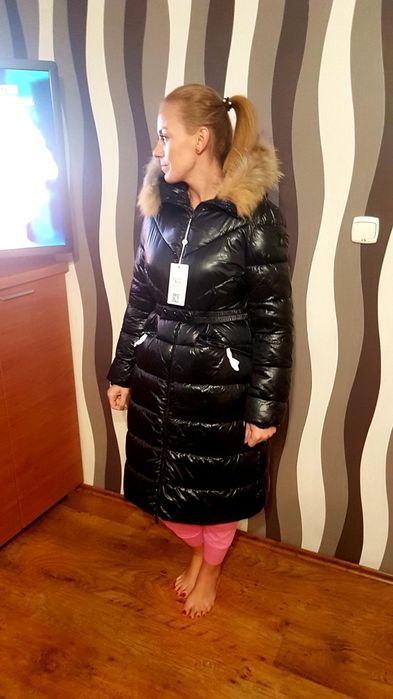Piękny Płaszcz płaszczyk rozm L XL z jenotem z futrem
