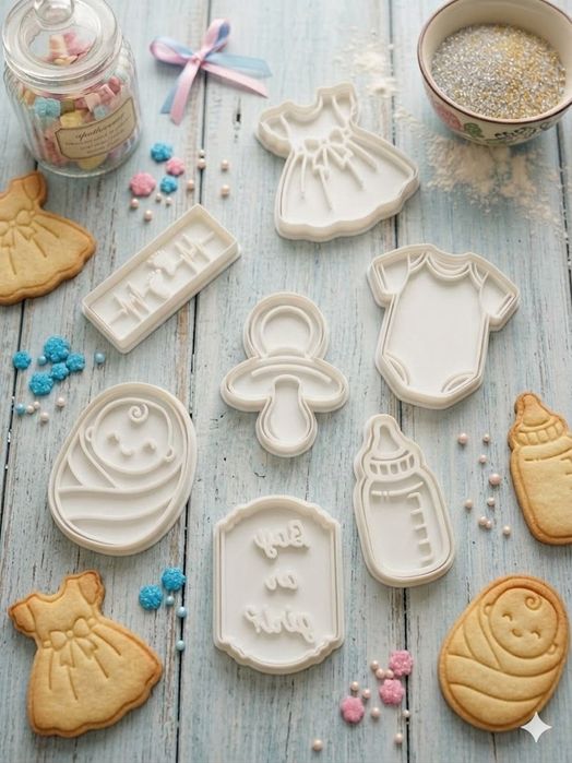 Kit Cortadores de Biscoito Chá Revelação / Bebé (Impressão 3D)