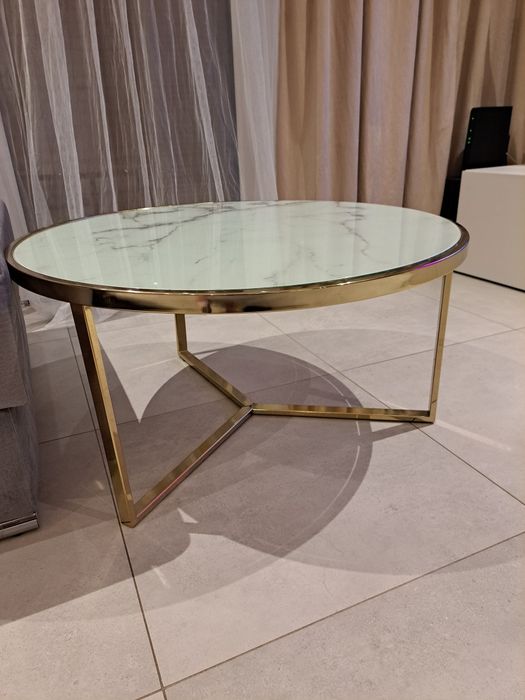 Szklany Stolik kawowy, marmur