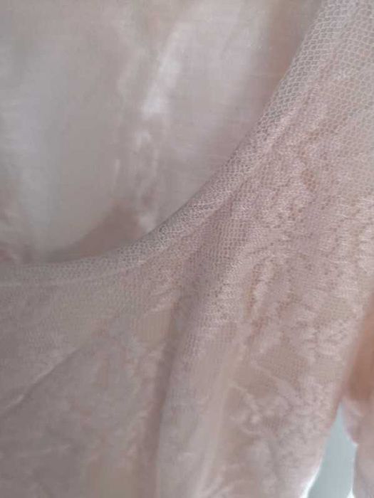 H&M bluzka jasny róż koronka r. S