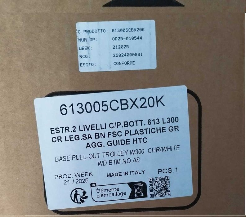 Kosz Cargo Mini Dwupoziomowe Compagnucci  300Mm Chrom Biały