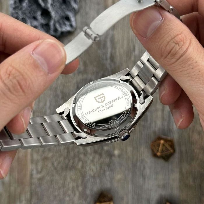Годинник Pagani Design Silver-Blue - хомаж на Tissot PRX: Сапфір, Сталевий, Кварцовий
