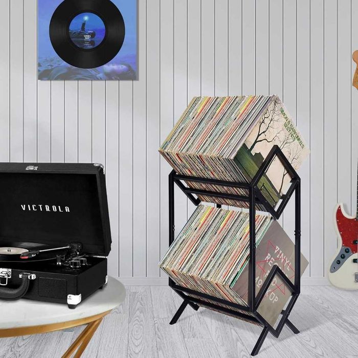 Regał stojak na płyty winylowe gramofonowe książki czasopisma 2poziomy