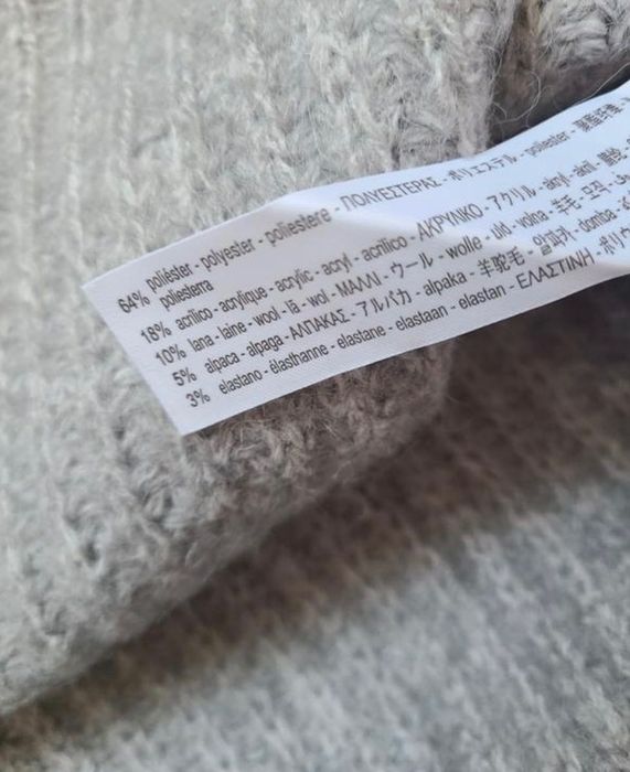 Сірий оверсайз теплий шерстяний вʼязаний светр zara альпака