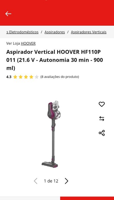 Aspirador vertical hoover como novo