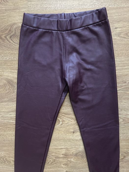 Legginsy Spodnie Skórkowe Bordowe Rozmiar 40 L